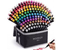 Woodley Dubbelzijdige Stiften - 168 kleuren - Voor volwassen en kinderen - Markeerstiften - Dubbelzijdige stiften - Twinmarkers voor Happy Stones - Alcohol Markers - Speelgoedboek 2026 sinterklaas