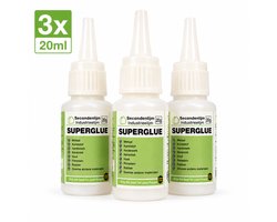 Secondelijm industrie kwaliteit dun 3x 20 gram - Snel lijmen - alleslijm
