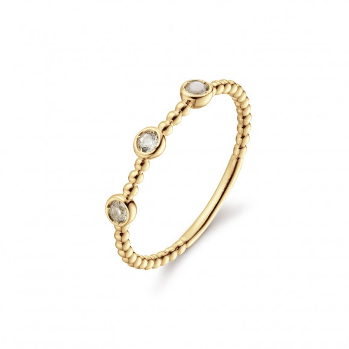 Jackie Triple White Topaz Ring 14 Karaat Goud 54