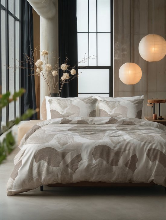 Sleeptime Dekbedovertrek Echo – 100% Katoen – Zandkleur – Ademend & Comfortabel – 200x220 – Beige — afbeelding 5
