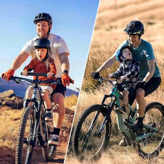 Voorzitje fiets - Kinderzitje fiets - TENZHVXI® - Veilig Aluminium Frame Met Lederen Zadel - Inklapbare Pedalen En Stuur - Geschikt Voor Kinderen Tot 55 Kg - Compatibel Met Alle MTB Met Rechte Buis — afbeelding 5