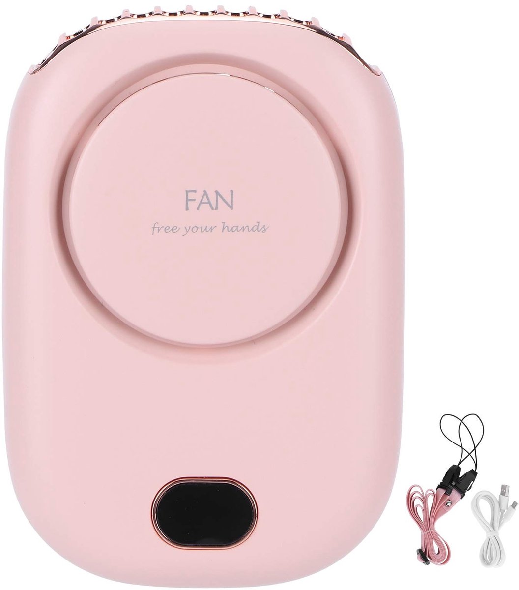 By shayne - Mini USB opladen nek ventilator - Buitensporten - Roze - Draagbare ventilator - 3 snelheden - Comfortabele luchtstroom