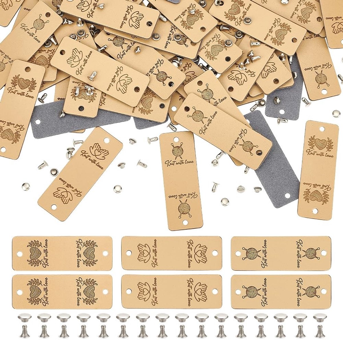 Zeynomax - Handgemaakte Lederen Labels - DIY Kleding Labels - Beige - Gepersonaliseerde Tags - Perfect voor Jeans en Tassen
