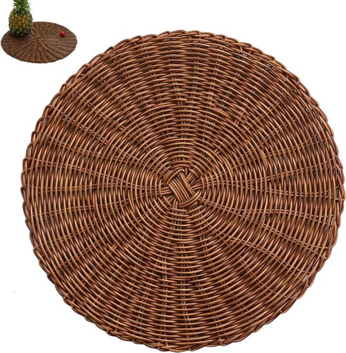 Ronde Placemats - Warmte-isolatie - Set van 4 - Bruin