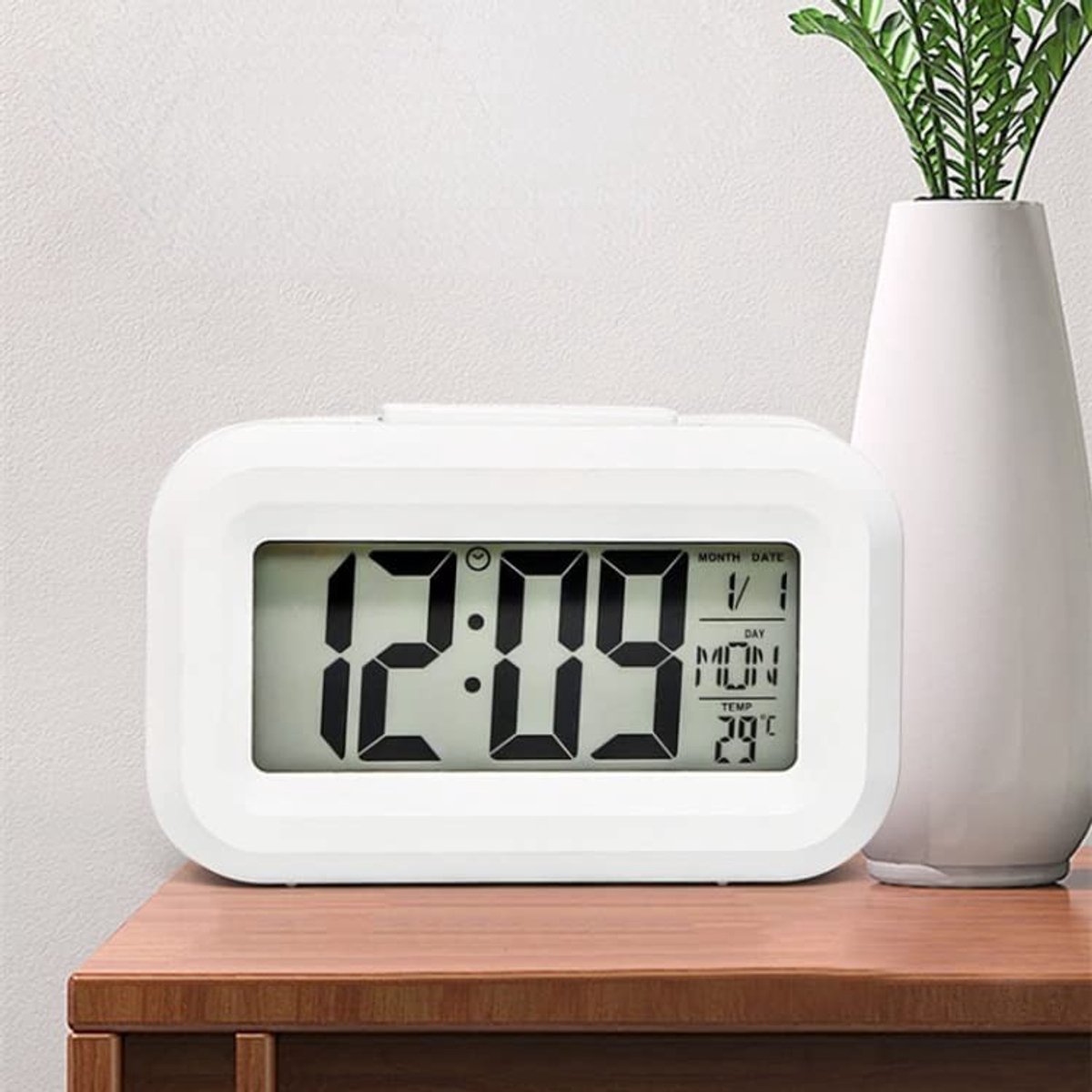 Vlemico - LED-achtergrondverlichting - Digitale wekker - Temperatuurweergave - Ideaal voor kantoor - Slaapkamer decoratie - Handig voor reizen