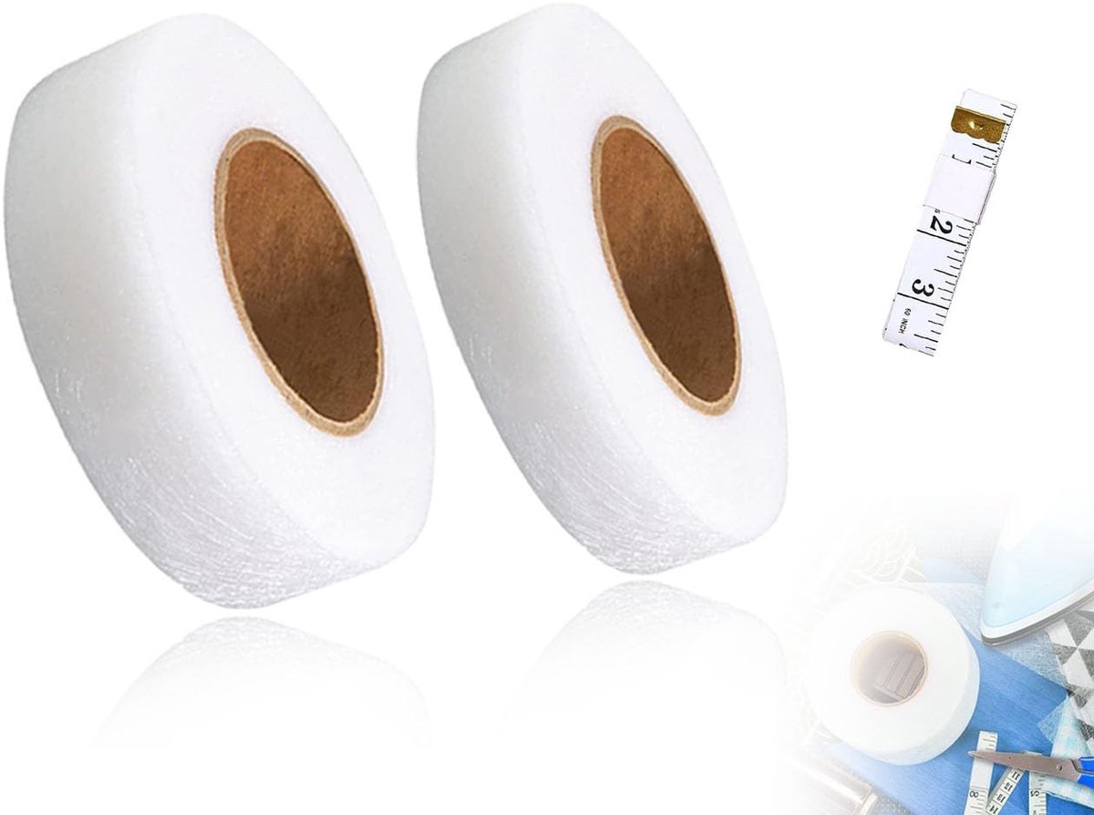 Vlemico - Strijkbanden Set - Zelfklevend en Wasbestendig - Wit - Naaiband en Gordijnband - Perfect voor Reparaties en Creatieve Projecten