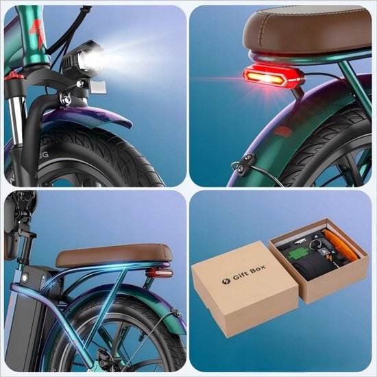 Fafrees F20+ Pro Opvouwbare Elektrische Fiets - 36V 25Ah Accu, 120km Bereik, 7-Speed Shimano, 20"x3.0" Banden - Groen van FAFREES — afbeelding 5