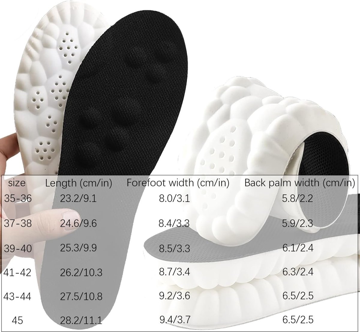 Dailygoods - Inlegzolen traagschuim - Ondersteuning voetboog - Comfortabele massage-inlegzolen - Dikke comfortabele inlegzolen - Geschikt voor sneaker