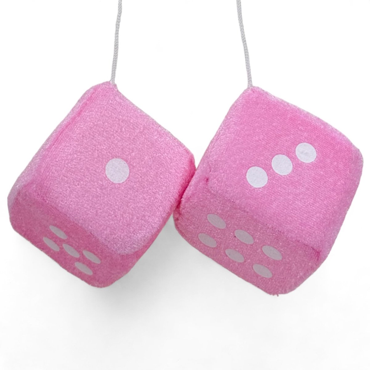 Dailygoods - Pluche kubus - Retro autodobbelsteen - Zacht en fuzzy - Roze - Autodecoratie - Voor auto-achteruitkijkspiegel - 6 x 6 x 6 cm