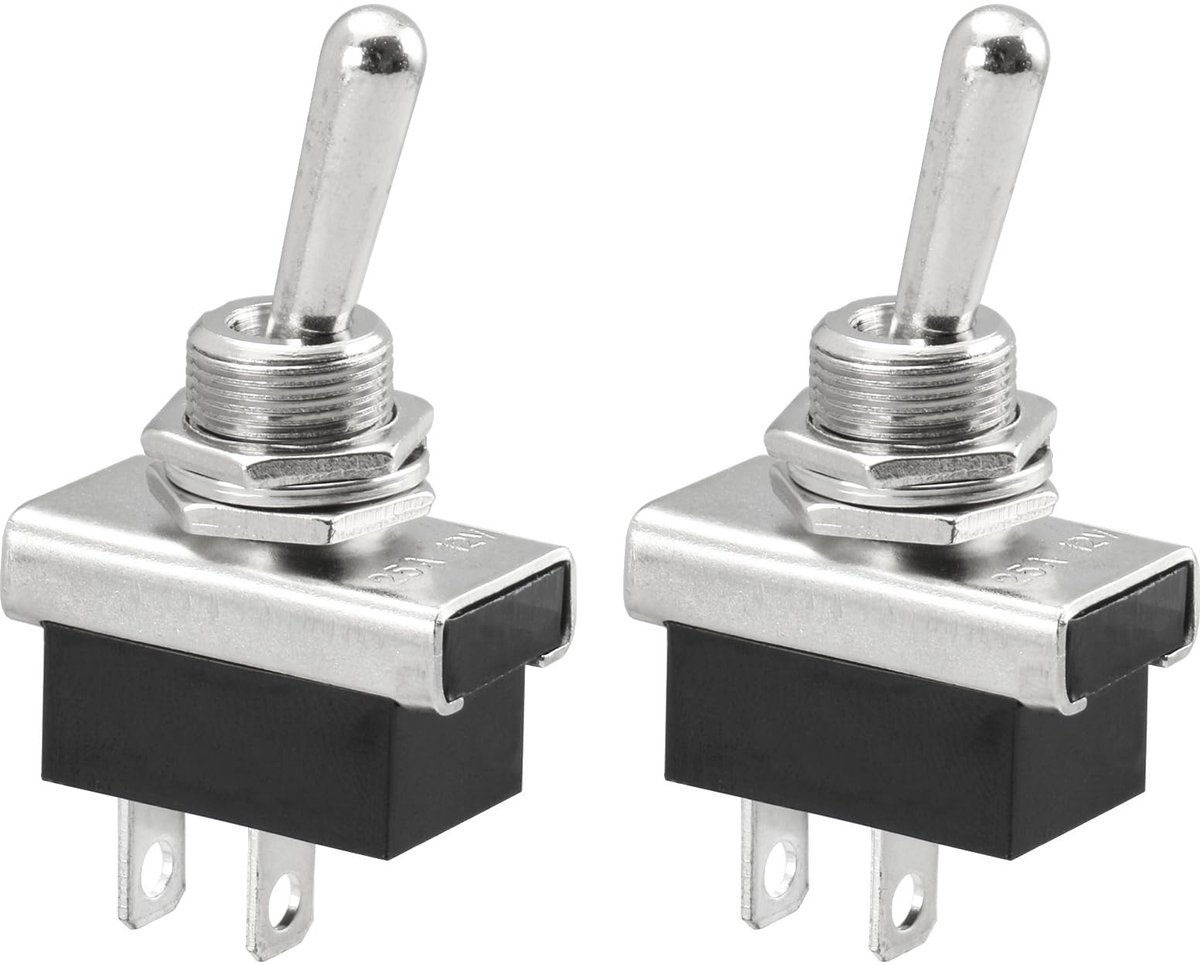Dailygoods - Metalen tuimelschakelaar - Aan/uit schakelaar - Compact formaat - 12 V - 25 A - Voor auto dash-licht - 2-polig