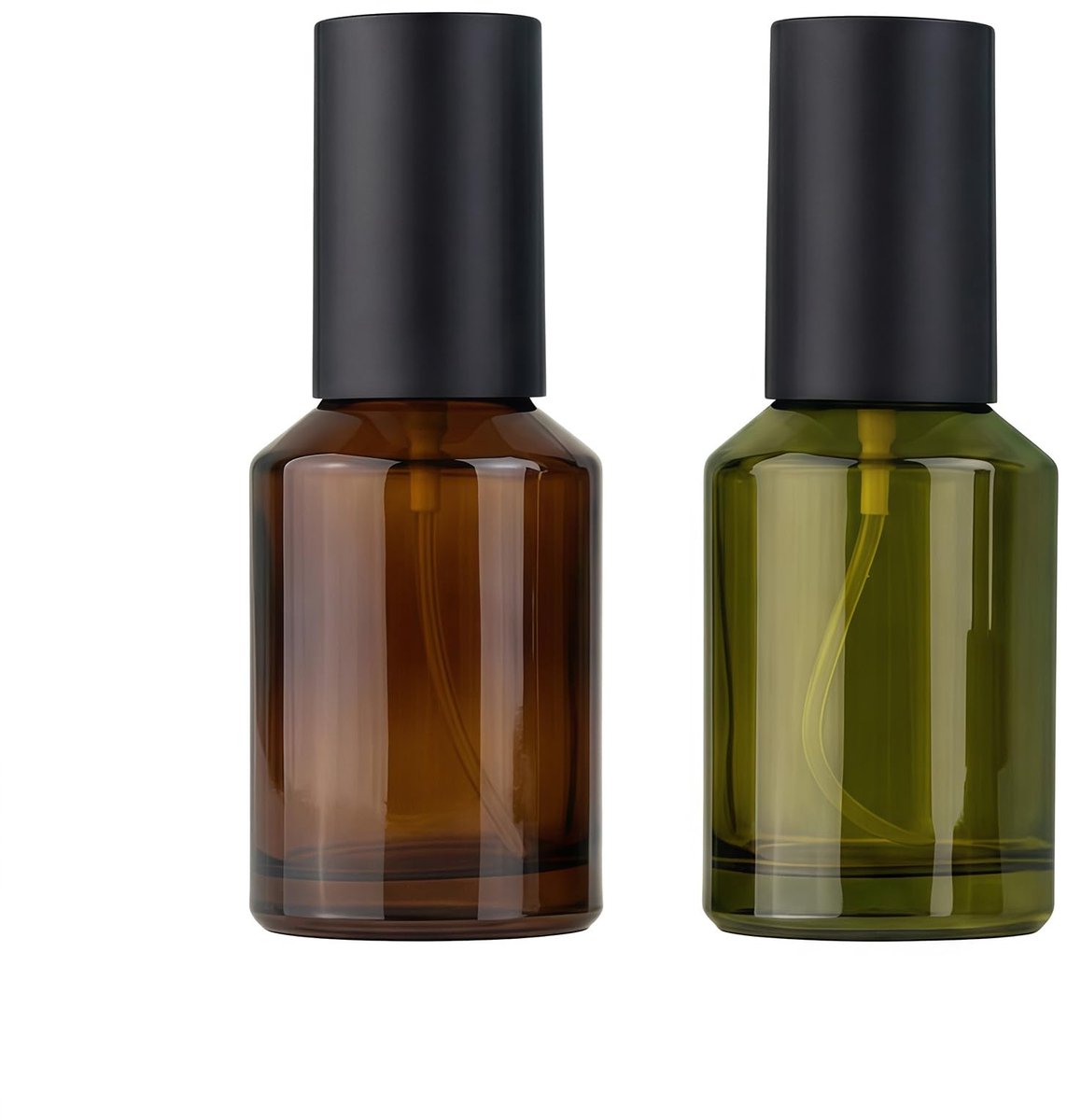 Dailygoods - Lege Glazen Lotion Pompbottles - 60ml - Herbruikbare Emulsie Dispenser - Amber en Groen - Ideaal voor Essenties en Crèmes - Geschikt voor