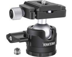Lage Profiel Tripod Bal Hoofd met 360° Panoramische Rotatie, Arca Type Quick Release Plaat en Waterpas voor Statief en Monopod, Maximaal Belastbaar tot 3kg