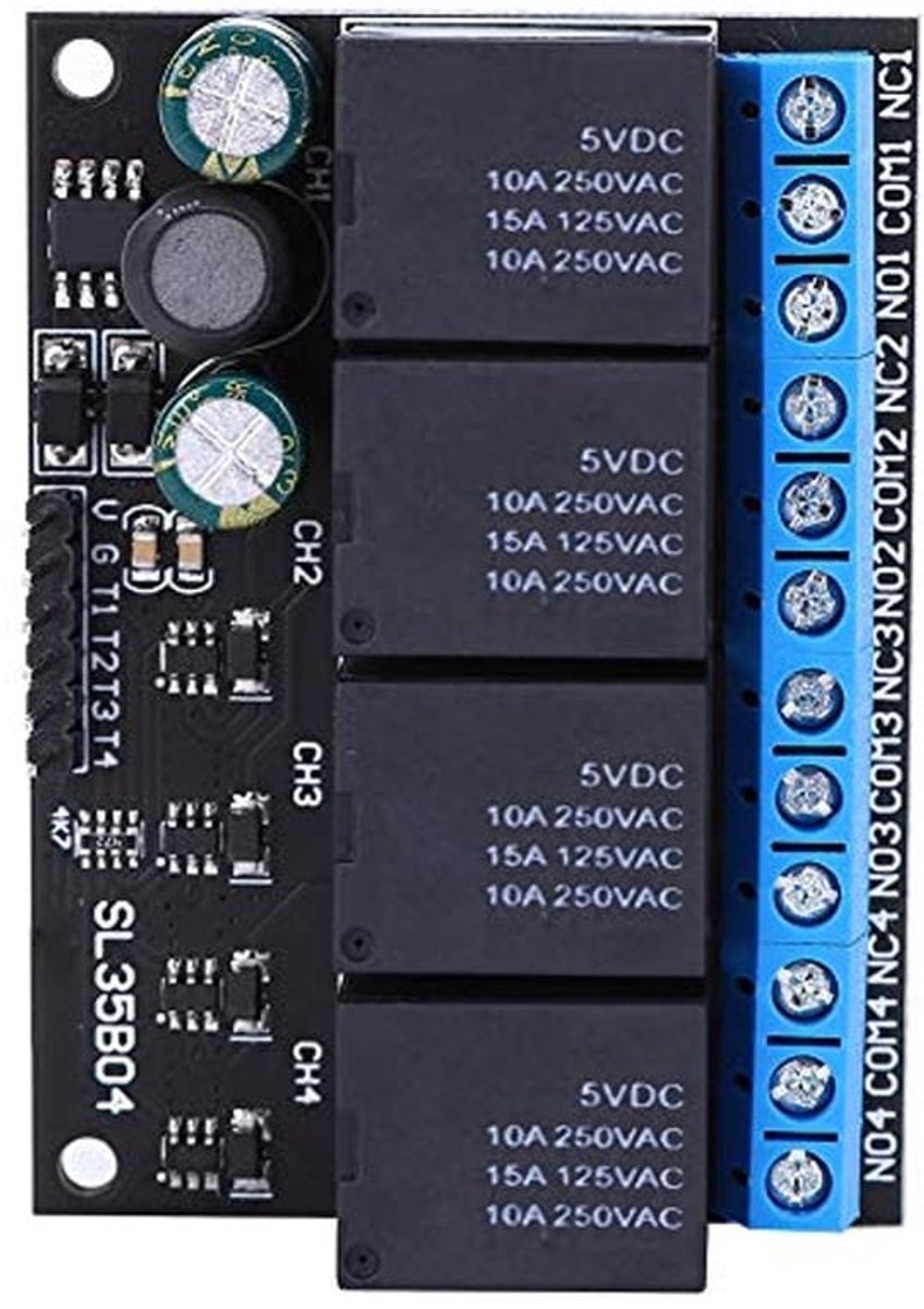 DC 12V 4-kanaals relaismodule, SL35B04 bistabiele zelfsluitende ow-pulstriggermodule