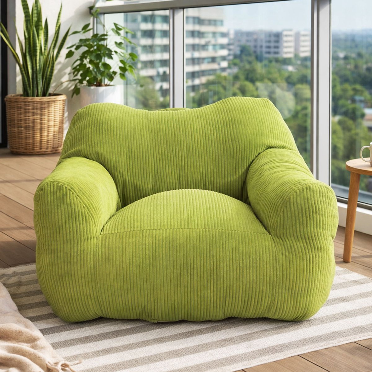 HomeMiYN Square Bean Bag Sofa – Groen – Zachte Techstof – 180 kg Capaciteit – Comfortabel & Stijlvol – Perfect voor Woonkamer, Slaapkamer & Thuiswerkplek