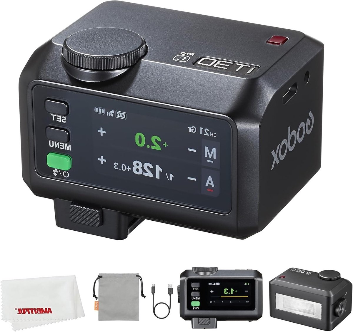 Mini Flitser voor Canon Camera met TTL Automatische Belichting, HSS 1/8000s, Draadloze 2.4G Verbinding en Kleuren Touchscreen