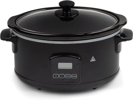 Aurixi® Slowcooker met Timer - Crockpot - Stoompot - Inclusief Warmhoudfunctie - 4.5 Liter - Zwart - 28cm x 42cm x 27cm