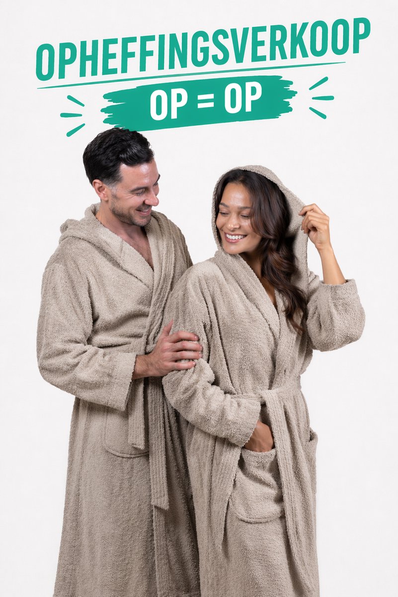 Cozylion Dames Badjas Badstof – 100% Duurzaam Katoen – Oeko-Tex – Beige – Sauna & Wellness Badjas – Ochtendjas Vrouw – Met Capuchon & Ruime Zakken