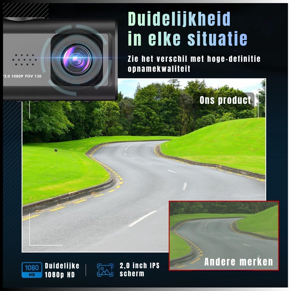 Aura® Dashcam voor Auto voor en Achter - Achter Draadloos - HD Night Vision - Zwart- 10cm x 30cm x 5cm – foto 6