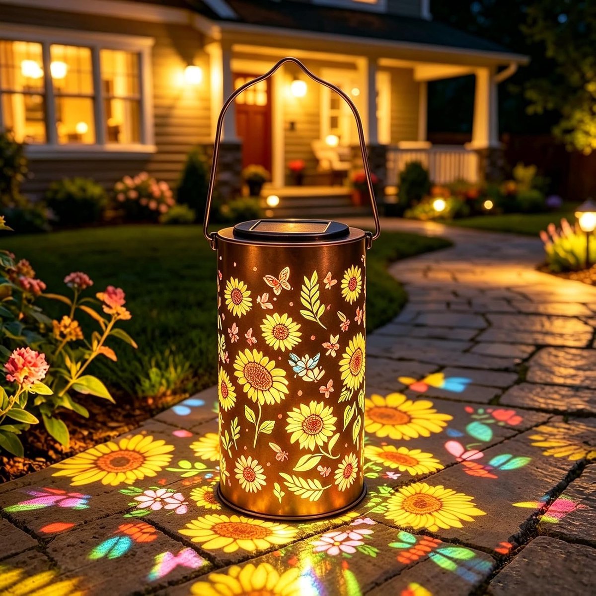 carmdering - Zonnebloemlamp - solar lamp - solar lamp buiten - buitenlamp - Tuinverlichting op zonne-energie - Geschikt voor erven, terrassen en veranda's - Tuindecoratie - kleur
