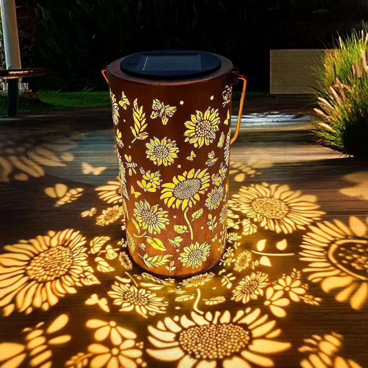 carmdering - Zonnebloemlamp - solar lamp - solar lamp buiten - buitenlamp - Tuinverlichting op zonne-energie - Geschikt voor erven, terrassen en veranda's - Tuindecoratie - warme kleur