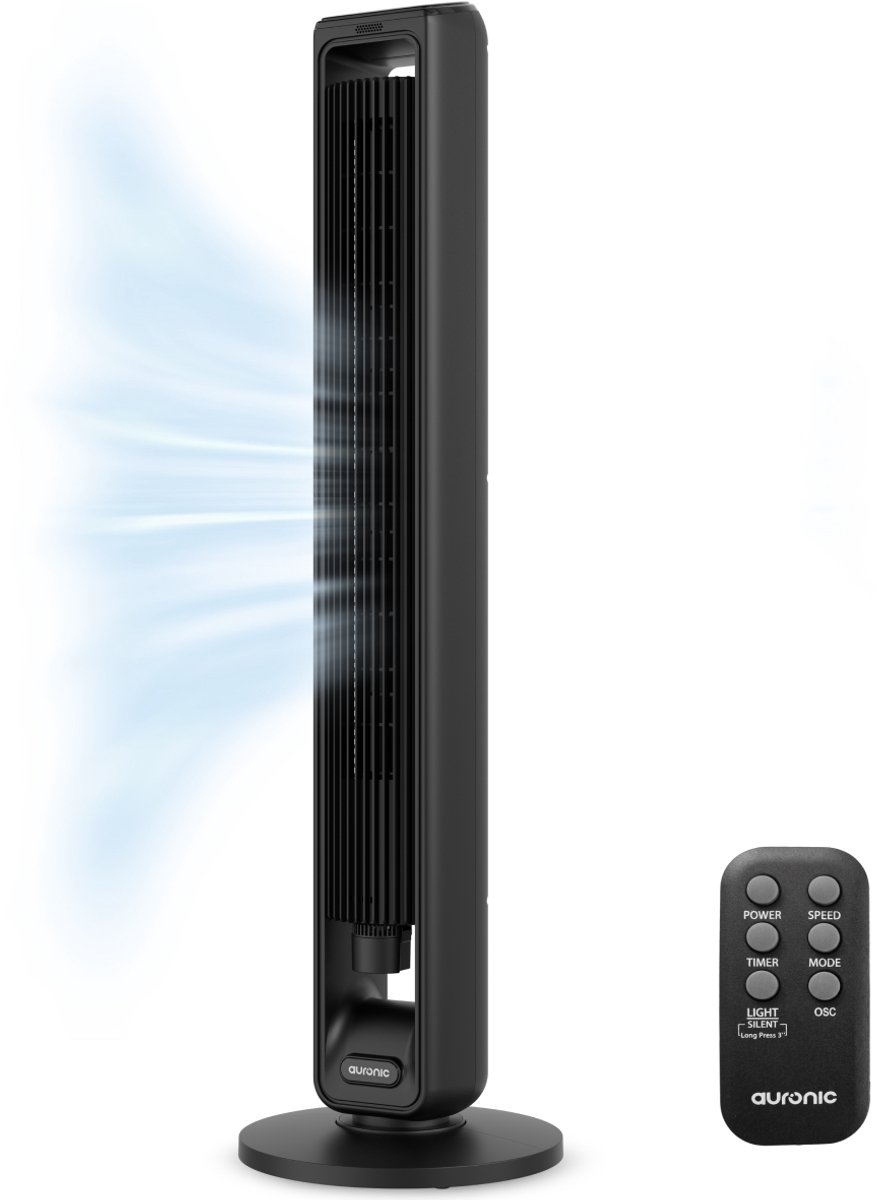 Bol.com Auronic Torenventilator - Staande Ventilator met Afstandsbediening en Timer - Stil - 80° Oscillatie - 107 cm - LED Displ... aanbieding