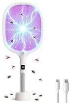 Nuvance Elektrische Vliegenmepper - Usb Oplaadbaar - Muggenlamp - met Display - Muggenstekker - Vliegenvanger - Vliegenlamp - Wit