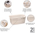 Crème wasmand met ventilatiegaten, met handgrepen aan de zijkant en extra handgreep voor op de heup.