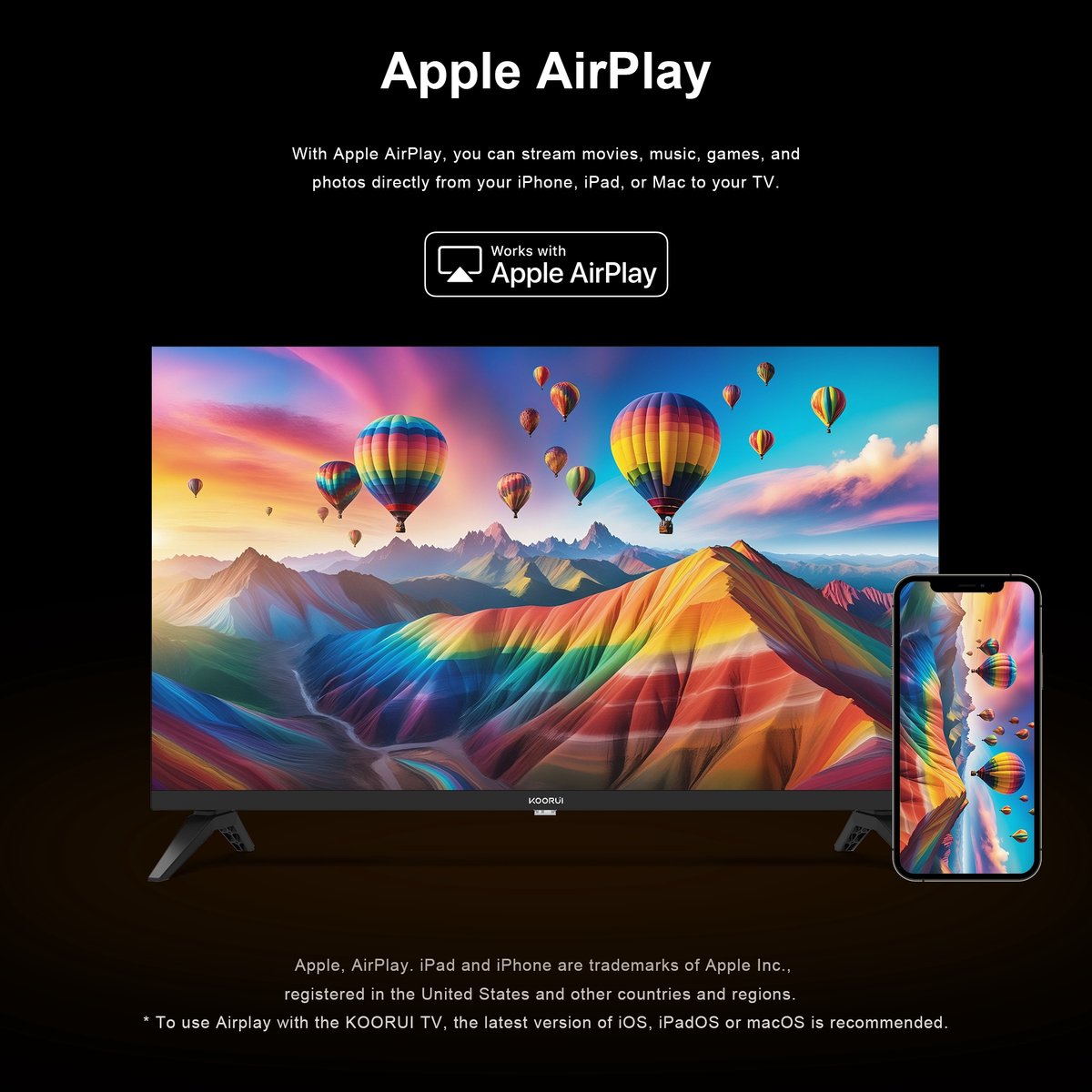 Koorui Smart TV - Tizen TV by Samsung - LED Full HD - 32 inch/81 cm - Streaming apps - AirPlay - Hotelmodus - HDMI x3, USB x2, CI+ - Tripple Tuner DVB-T/T2/S/S2/C - Frameless Design - Enkelvoudige standaard - Geassembleerd in Nederland- K32Q1H-T8M thumbnail 3