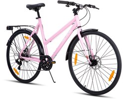 HILAND VELO Dames Racefiets - 700C - 7 Versnellingen - Lichtgewicht Aluminium Frame - Mechanische Schijfremmen - Stadsfiets / Commuter Bike