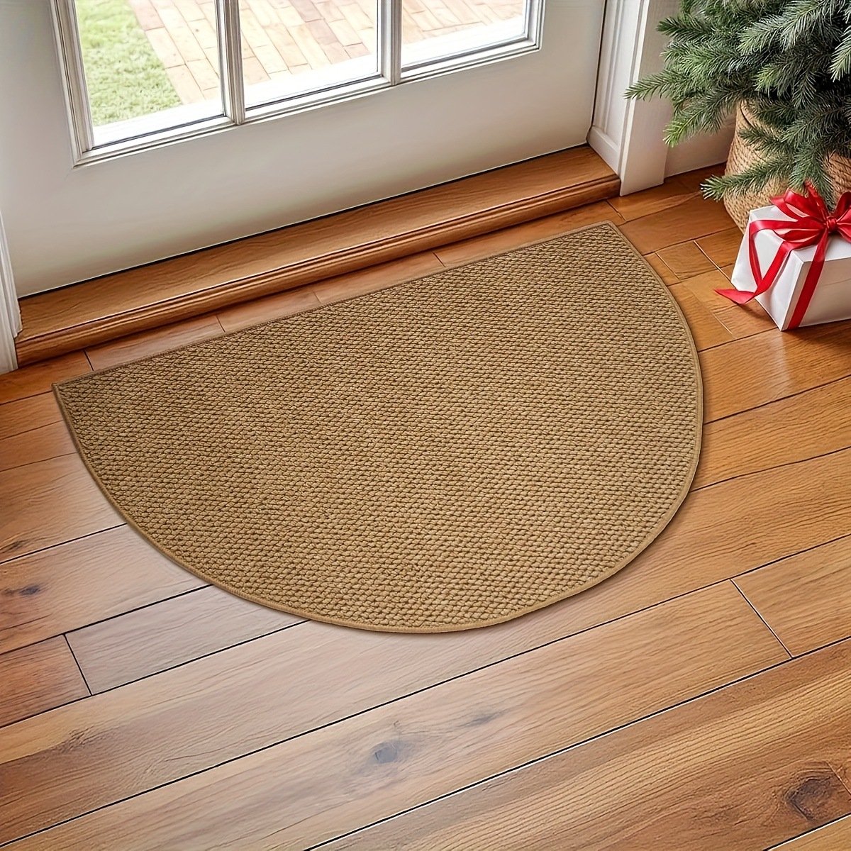 KZQ Deurmat - Halfronde stofwerende mat - Vloermat - Halfrond - Geschikt voor binnen en buiten - Antislip - Wasbaar - 50x80 cm - Bruin
