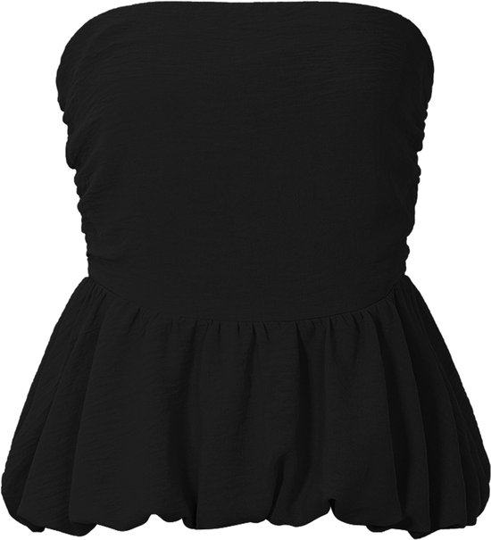 Elegante Strapless Peplum Top - Chic Off-Shoulder Bovenstuk - Accentueert de Taille - Tijdloos & Modieus - Zwart - M