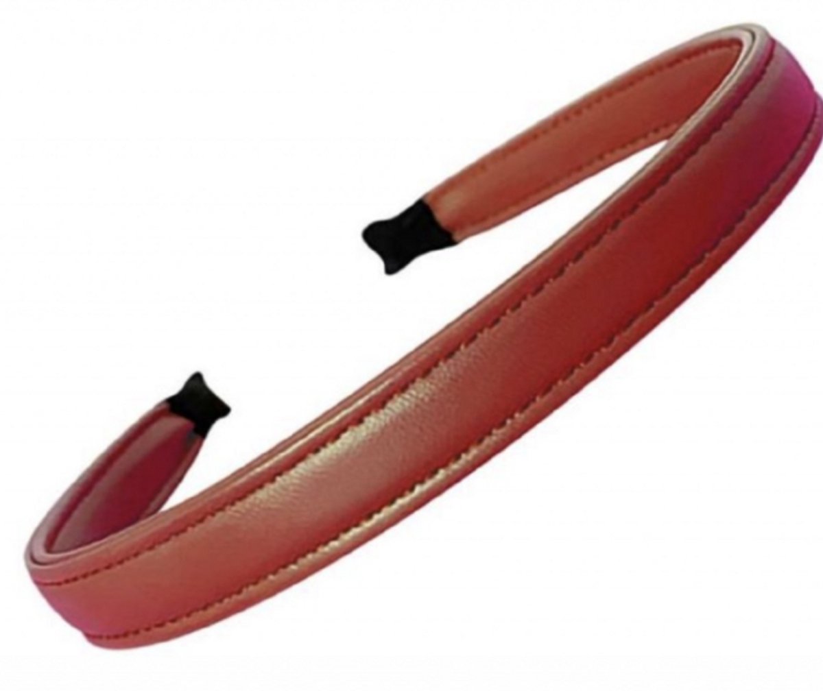 Haarband- Leer- Rood- 1.5 cm- Charme Bijoux