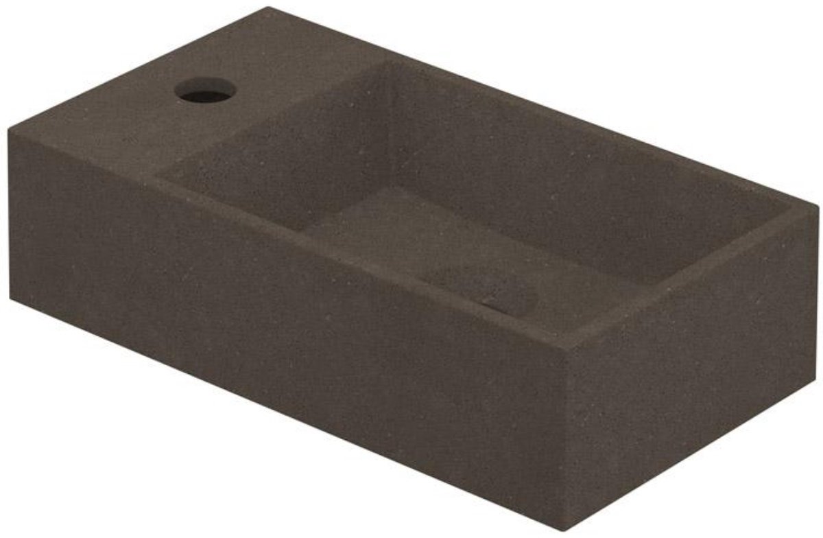INK - Fontein Polystone Vierkant met Kraangat Links - 400x220x100 mm - Quartz Beton