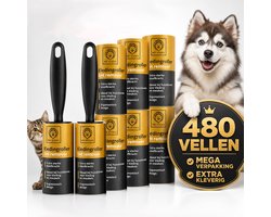 Kledingroller - 480 kleefvellen - kleefroller - kattenhaar verwijderaar - pluizenroller - kleefroller - kledingborstel - ontpluizer - pluisjes verwijderaar - pluizenverwijderaar - plakroller - lint roller - kleding - hondenhaar - ontpiller
