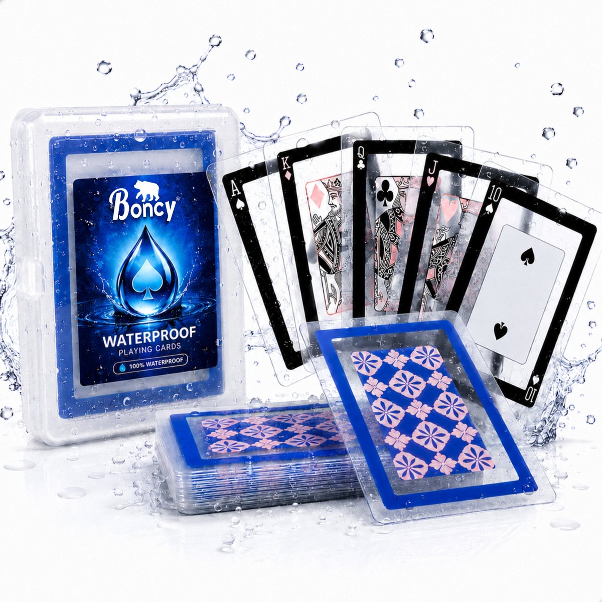 Boncy® Luxe Speelkaarten - Waterproof Kaartspel Transparant - 100% Plastic & Waterdicht Kaarten - Spelkaarten Pokerkaarten - Playing Cards voor Poker of Drankspel Volwassenen