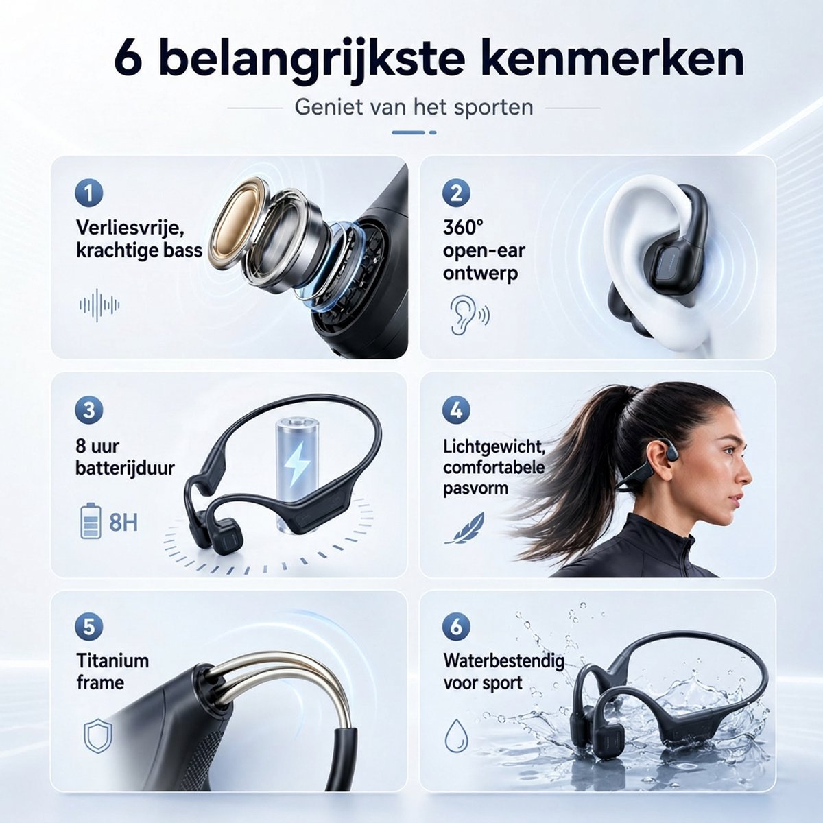 Bone Draadloze Bone Conduction Koptelefoon IPX7 Waterdicht - afbeelding 2