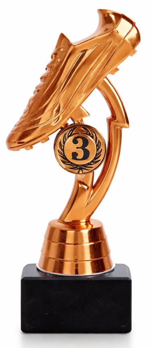 Voetbal Trofee 18 cm - Brons – Prijzenbeker - Sportbeker Voetbalkampioen