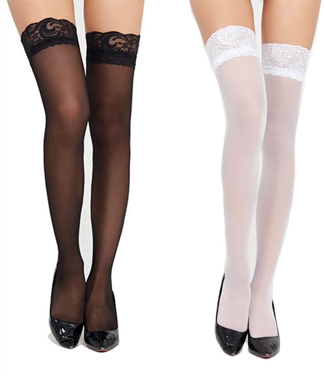 Dailygoods - Doorschijnend Sexy Kousen - Overknee Sokken - Luxe en Comfort - Zwart en Wit - Daghouding en Cosplay - Eén Maat