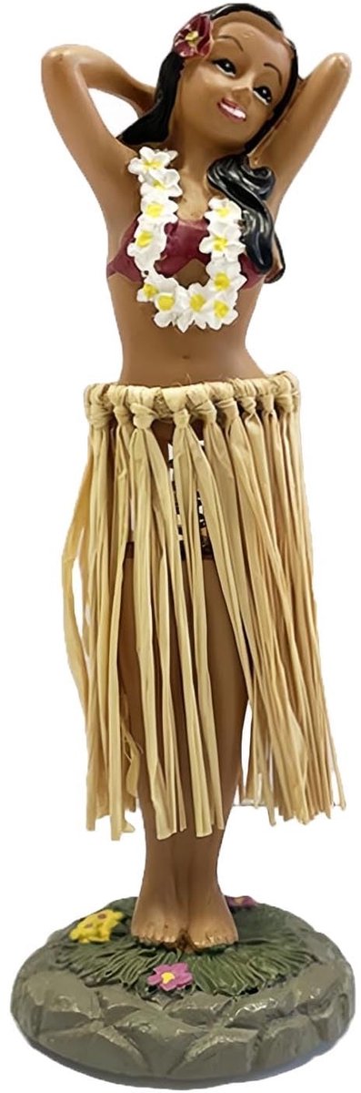 Elzusha - Hawaiiaanse danseres figuur voor auto - Beweegbare Vahine - Decoratie voor feesten - Bruin - Perfect voor auto en huis - Unieke uitstraling