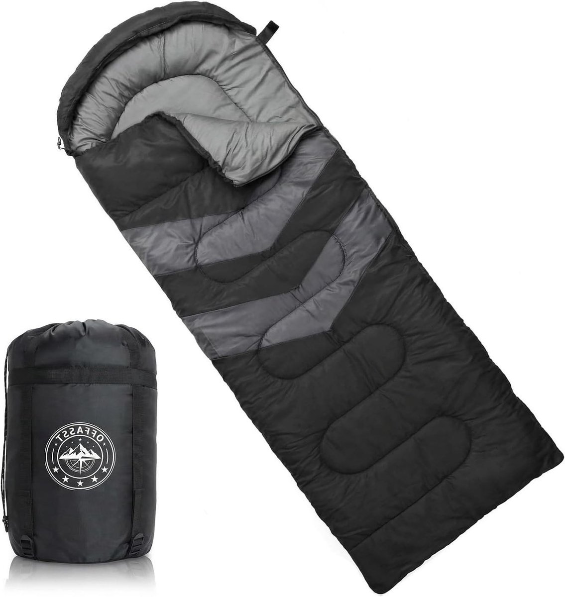 Slaapzak Outdoor - Kampeerzak Dekenslaapzak - Kamperen Wandelen - 3 Seizoenen Comfort - 5-20 Graden - Zwart
