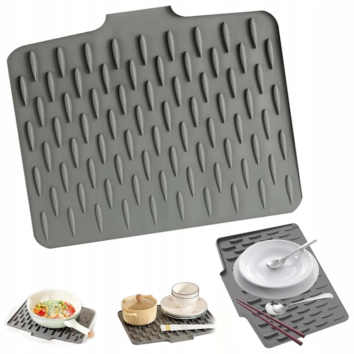 Grijze Siliconen Afdruipmat Keuken - 40x32.5 cm
