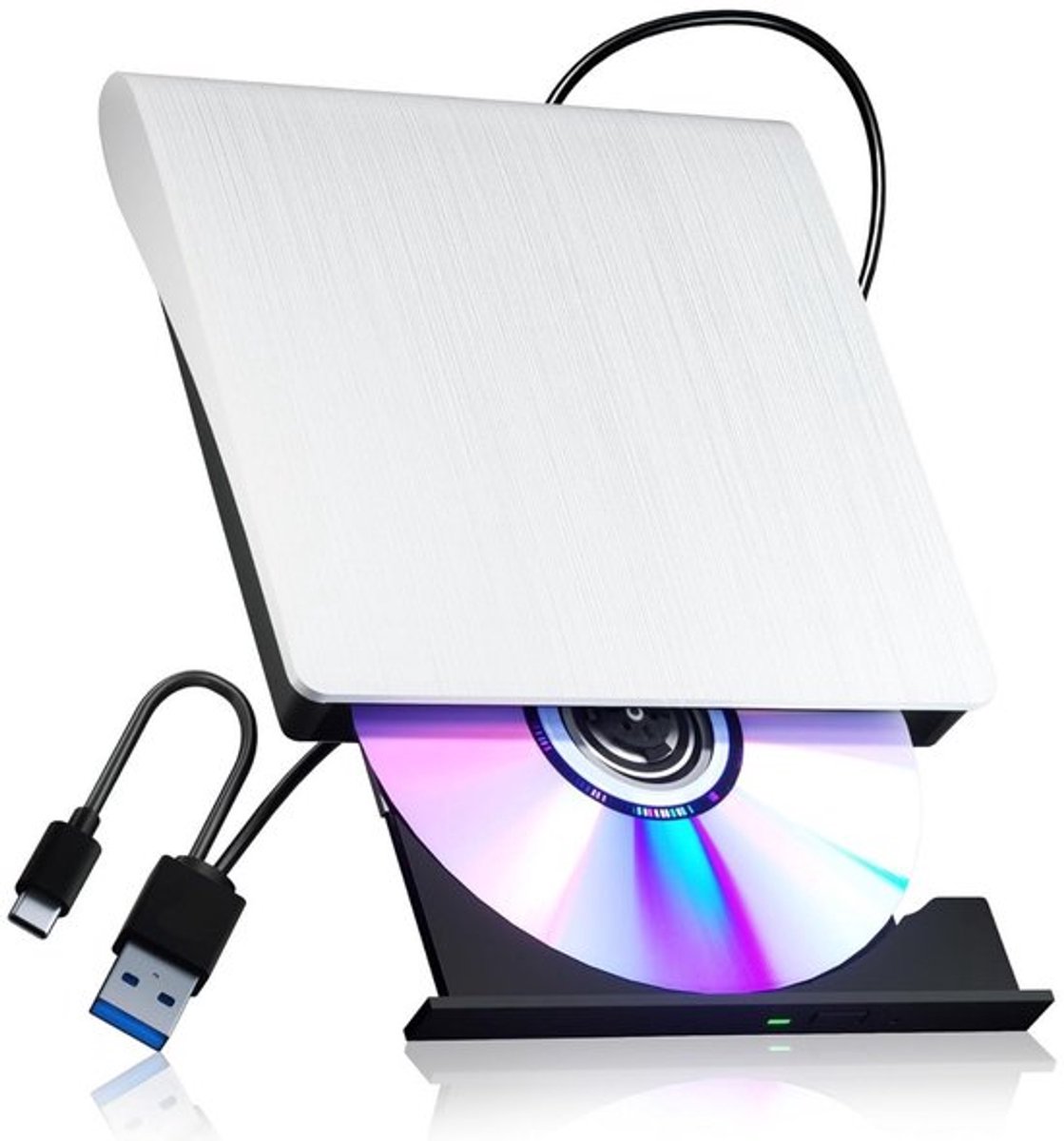 Extern station, alleen-lezen brander, geschikt voor laptops, spelers, draagbaar optisch USB 3.0-station/CD-brander (schijven niet inbegrepen), Geschikt voor Windows 10/11, Linux , Mac OS (wit).