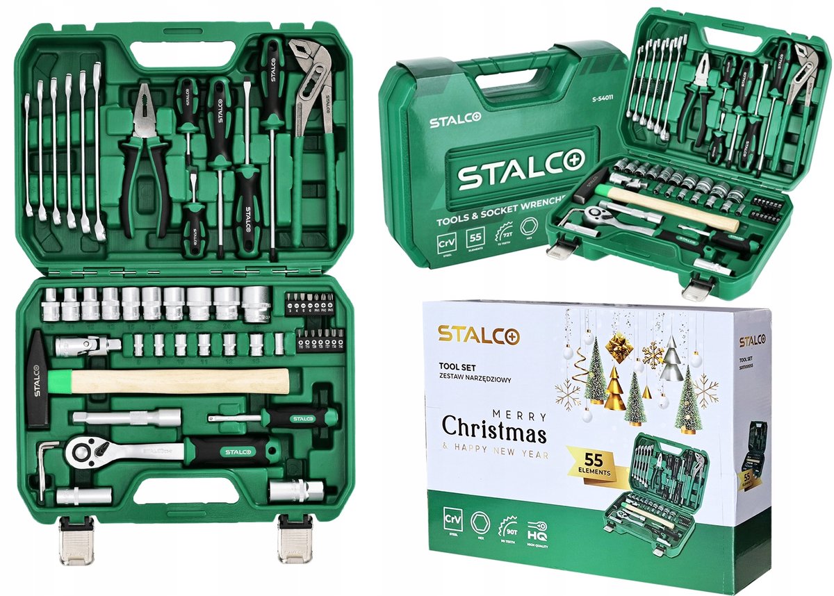 Stalco 55-delige doppenset 1/2" & 1/4" - Gereedschapskoffer