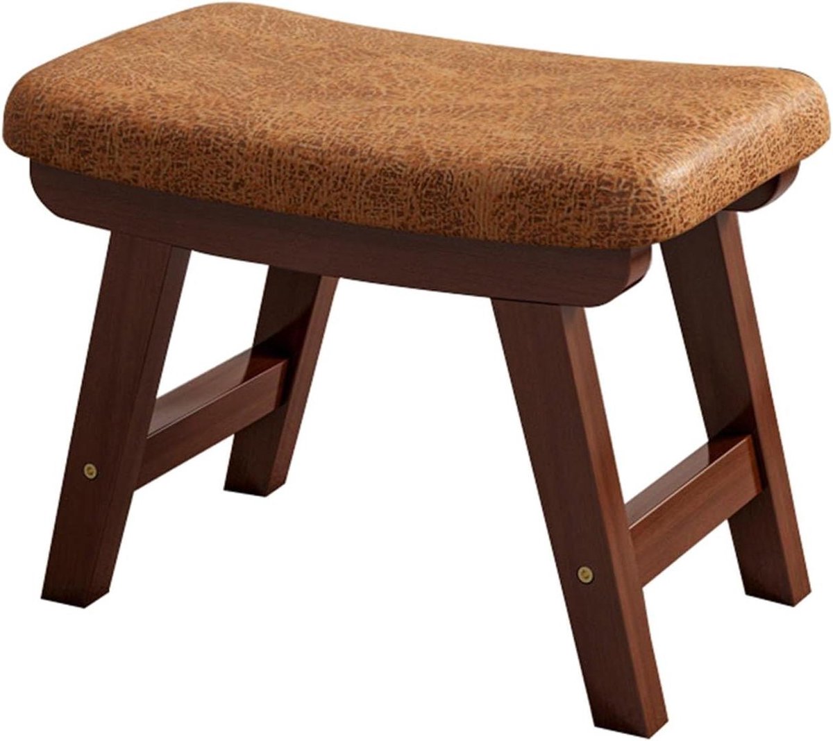 Voetenbankje Hout - Krukje Meubel - Ontspannen Zitten - Antislip Pad - 40cm - Geel