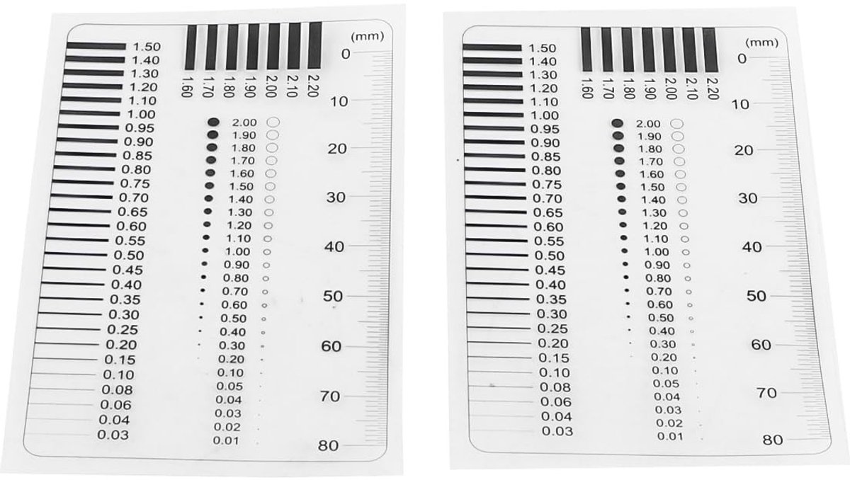 VLEMICO- Meetapparaat voor scheurmeting - Vlekmeterkaart - Spotkaart - Spleetliniaal - Vergelijkingskaart - Draagbaar hulpmiddel voor kwaliteitscontrole - Meetinstrument