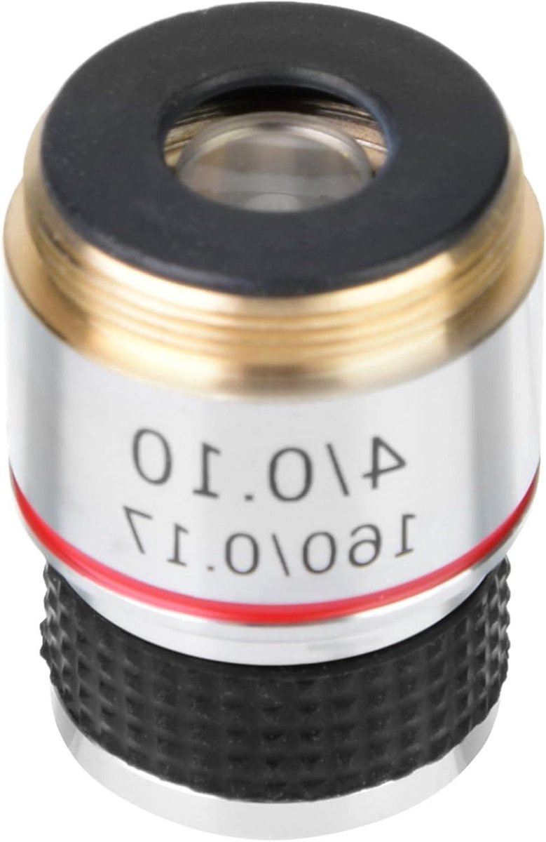 Biologie Objectief - Achromatische Lens - Educatieve Observatie - Verbeterd Contrast - 4X Vergroting - Aluminium