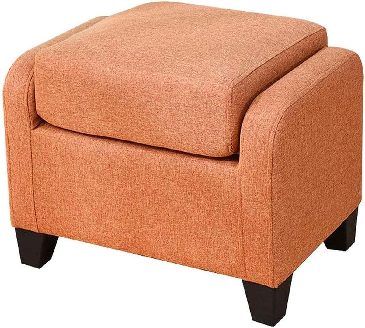 Voetenbank - Poef Kruk - Voeten Rusten - Massief Hout Stof - 60x40x40cm - Grijs