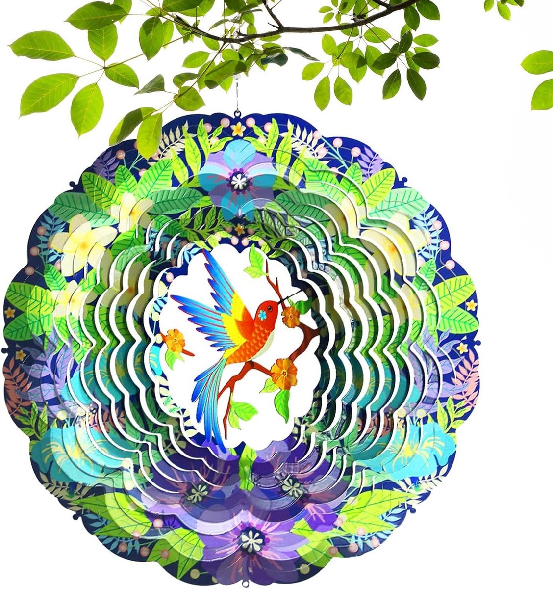 Metalen Windspinner - Tuindecoratie Vogel - Buiten Decoratie - Roestvrij Staal - 30x30cm - Multicolor