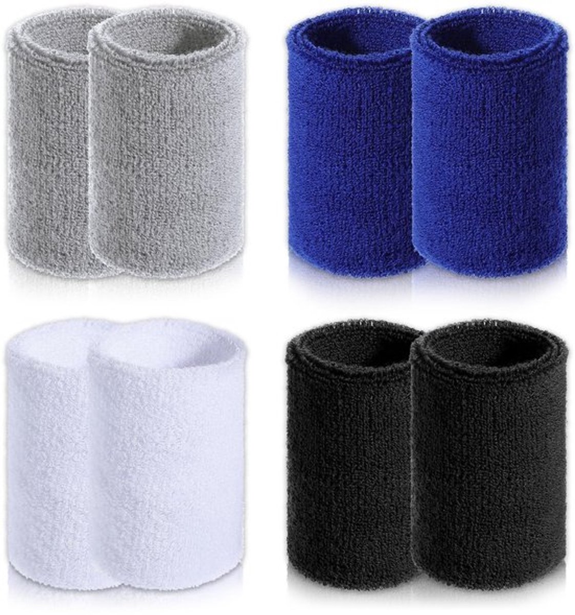 Set van 8 Absorberende Fitness Sweatbands voor Mannen en Vrouwen
