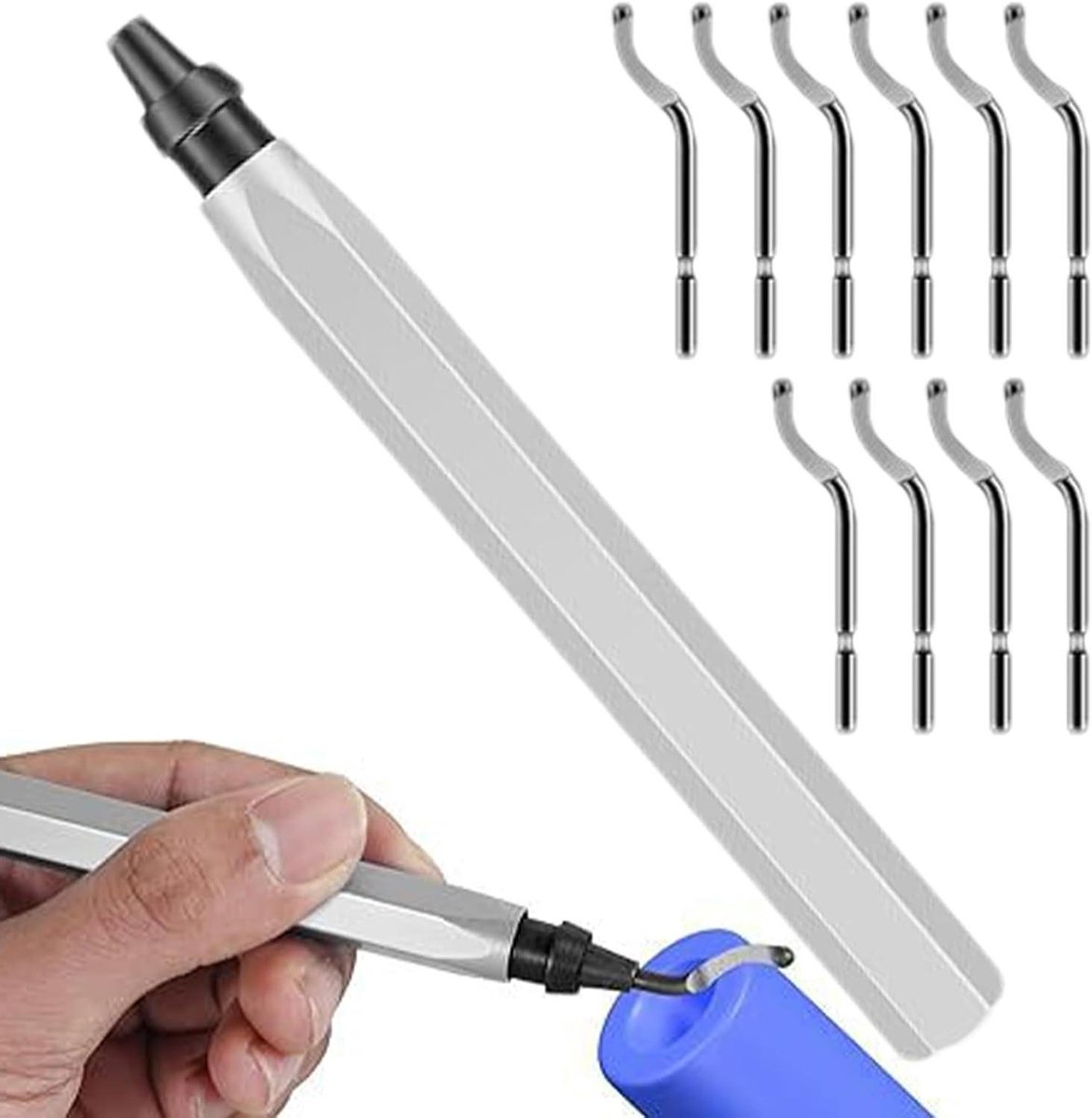 Ontbramen Gereedschap - Metaalbewerking Tool - Glad Maken Randen - 10 Extra Snijders - 97 gram - Wit